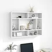 White Floating Wall Shelf 75x16x55 cm, Durable Engineered Wood Mounted Hanging Storage for Books, Collectibles, Home Decor & Ornaments in Living Room, Bedroom, or Office Space