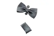 Mens Gunmetal Matching Bow Tie, Pocket Square & Cuff Links Set