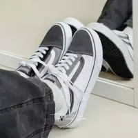 在飛比找蝦皮購物優惠-Vans old skool 水泥拿鐵 水泥灰 條紋拼接 撞