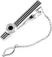 [KUHBDIE] Semi-Gemstone Tie Clip Round Full Diamond Set with Diamond Enamel Round Tie Clip