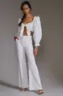$130 Anthropologie The Naomi Wide-Leg Flare Pants by Maeve new 16 white