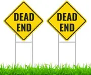 2PC Dead End Sign with Stakes, 13 Inches by 13 - Yellow, Black