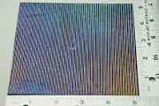 5" x 5" SHEET OF IRIDIZED REED TEXTURE ON BLACK BULLSEYE 3mm THICK GLASS 90 COE
