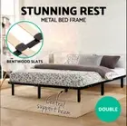 Strong Metal Bed Base Frame Size Timber Bentwood Slat Support Bedroom DOUBLE
