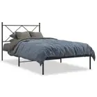 Metal Bed Frame with Headboard Black 106x203 cm King Single Size