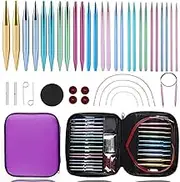 Yarniss 13 Pair Circular Knitting Needle Set 3.0~10.0mm, Interchangeable Aluminum Knitting Needles with Case