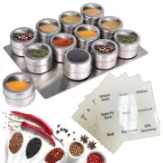 12 Pack Magnetic Spice Jars Seasoning Containers for Refrigerator Kitchen