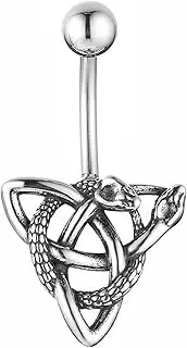 [HZMAN] Belly Button Rings for Women 14G Surgical Steel Belly Rings Gothic Celtic Knot Belly Rings Navel Piercing Jewelry