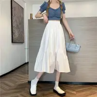 在飛比找蝦皮商城優惠-「NZN」 韓版時尚女裝白裙休閒簡約高腰a字中長裙
