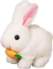 LEZOOY Interactive Realistic Bunny Toy That Walks Talks Jumps Shakes Ears Easter Plush Bunny Toy with Sounds and Movements for Kids White