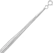 [JewelryWeb] 925 Sterling Silver 5 Strand Liquid-Silver Necklace With Spring-Ring Clasp-Strand-Necklace for Women