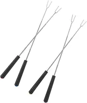 1set Stainless Steel Barbecue Skewers with Plastic Handles Portable Cooking Forks for BBQ Camping Grilling for Chicken Beef Lamb More 4pcs