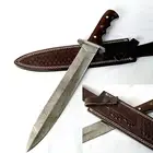 Damascus Dagger knife, Fixed Blade double edge Combat survival Camping knife