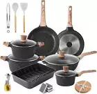 21 Piece Pots and Pans Set - Caannasweis Kitchen Nonstick Cookware Sets Granite