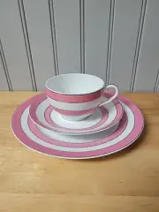 New! RAYNAUD Limoges TRANSAT ROSE Dessert Plate,cup, and Saucer. 3pcs.