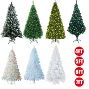 Christmas Tree With LED Lights 1.2/1.5/1.8/2.1M Xmas Tree Bushy Pine Metal Stand