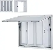 Concession Window, 36 x 24 inch Food Truck Service Window, Up to 80 Degrees Tilt, Double Waterproof Tape, Aluminum Alloy Food Truck Window with 4 Screen and Awning Door(36x24in)