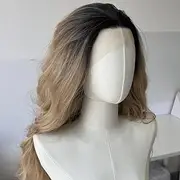 Ombre Blonde Lace Front Wig for Women Middle Part Water Wavy Lace Front Blonde Wig 13x4x1 Inch T Part Glueless Wavy Wig 26 Inch Long Hair Wig Synthetic Lace Front Wig
