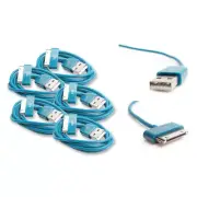 5X 6FT USB SYNC DATA POWER CHARGER AQUA BLUE CABLE IPHONE IPOD CLASSIC NANO IPAD