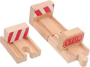 ERINGOGO 3pcs Wood Concave Train Track Accessories for Imaginative Play Compatible Major Train Brands Easy to Install for Scene Building