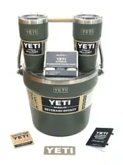 YETI Camp Green Beverage Bucket + Set of 16 oz Stackable Cups + Mag Trio
