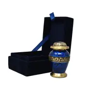 Small Urns Mini urn Cremation Urn in Blue with Velvet Box Urn for Pet or humans