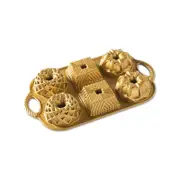 Nordic Ware Cast Aluminium Gold Mini Geo Bundtlette Pan