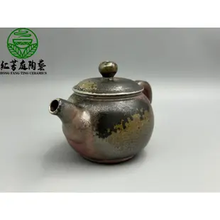 紅芳庭【台灣作家 柴燒壺】林義元 手拉坏 手工茶壺 玫瑰金 自然落灰 結晶彩 茶具 台灣壺 台灣柴燒 泡茶用具