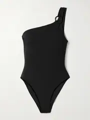 [Matteau] Matteau - One-shoulder Embellished Stretch Recycled-crepe Swimsuit - Black - 4 4 Black