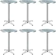 Set of 6 Outdoor Bar Table Aluminium Round 70 110CM Patio Furniture Garden