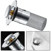 1X Bathroom Sink Plug Stopper Pop Up Sink Drain Strainer with Filter Basket