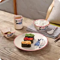 在飛比找蝦皮購物優惠-日式手繪陶瓷碗餐具套裝 筷架湯勺茶杯餐具