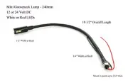 Mini Gooseneck LED Lamp - 24 VDC, RED LEDs - Marine Auto Chart & Map Light 240mm
