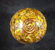 MEDIUM (40-50mm) TIGER EYE ORGONE GEMSTONE SPHERE ORGONITE SPHERE