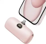 LUCKYDUO Small USB C Portable Charger, 5000mAh Ultra Compact PD 20W Fast Charging Mini Power Bank with LCD Displa,Battery Pack for Travel, Compatible with iPhone16/15 Series/Samsung/Huawei
