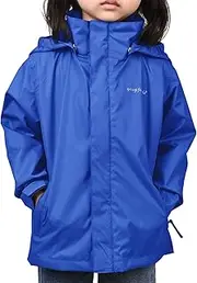 [YINGJIELIDE] Boys Girls Rain Jacket,Kids Lightweight Waterproof Hooded Raincoats Windbreakers,Outdoor Hiking Coat
