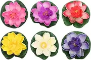 Grcfumo 6 Pcs Artificial Pond Plants, Water Floating Fake Lily Pad, 6 Colors Attractive Decorative Props, Artificial Pond Plants Foam Pool Pad for Fish Tanks and Tea Houses