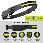 Head Band Lamp Torch 350LM Headlight Rechargeable for Cycling Camping Fishing