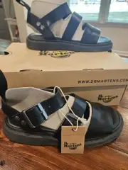 Dr. Martens Sandals Womens 9 Gryphon Brando Black Leather Gladiator Platform