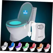 Original Toilet Night Light 2 Pack, ZEZHOU Motion Sensor Activated LED Lamp,