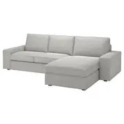KIVIK 3-seat sofa with chaise longue, Tallmyra white/black