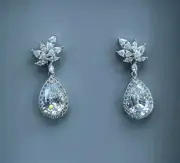 Believe by Brilliance Fine Silver Plated Cubic Zirconia Pear shape Drop Earrings