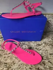 $250 Stuart Weitzman Goldie Pearl Crystal Pink Jelly Sandals Women Size 39,5 New