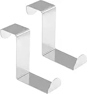 EZONEDEAL Over The Door Hooks Free Moving Adjustable Stainless Steel Hooks, Z-Shaped Reversible Dual Head Single Hanger for Towels,Kitchen, Drawer Saving Storage Space, Towel Coat Rack Hats (2 Pack)