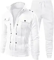 [JUNGE] Men's Casual Outfits Long Sleeve Mens Activewear Full Zip Warm Tracksuit Sports Set Running Workout 2 Piece Sweat Suit