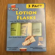 NEW ~ GoPong Hidden Lotion Flasks ~ Sneak Alcohol Anywhere ~ 3-Pack ~ Cruises