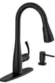 Moen Essie Matte Black Pull-Down Sprayer Kitchen Faucet w/Soap Dispenser