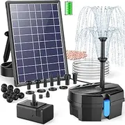 POPOSOAP Solar Pond Filter Built-in 3000mAh Battery Backup, 8W Solar Pond Filter with Water Pump, Pond Filter with Water Shortage Protection & Clear Tubing for Ponds Fish Tank Bird Bath Garden