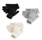 Beechfield Cosy BLACK OFF WHITE or GREY Soft Touch Lined Ribbed Cuff Gloves