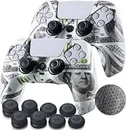 Grip Texture Silicone Skin for PS5 Dualsense Controller x 2(US Dollars) with Pro Thumb Grips x 8
